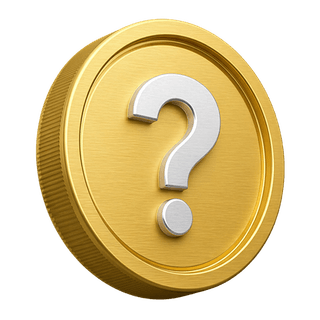 Στη σελίδα FAQ, διακοσμητικό χρυσό νόμισμα 3D με ερωτηματικό